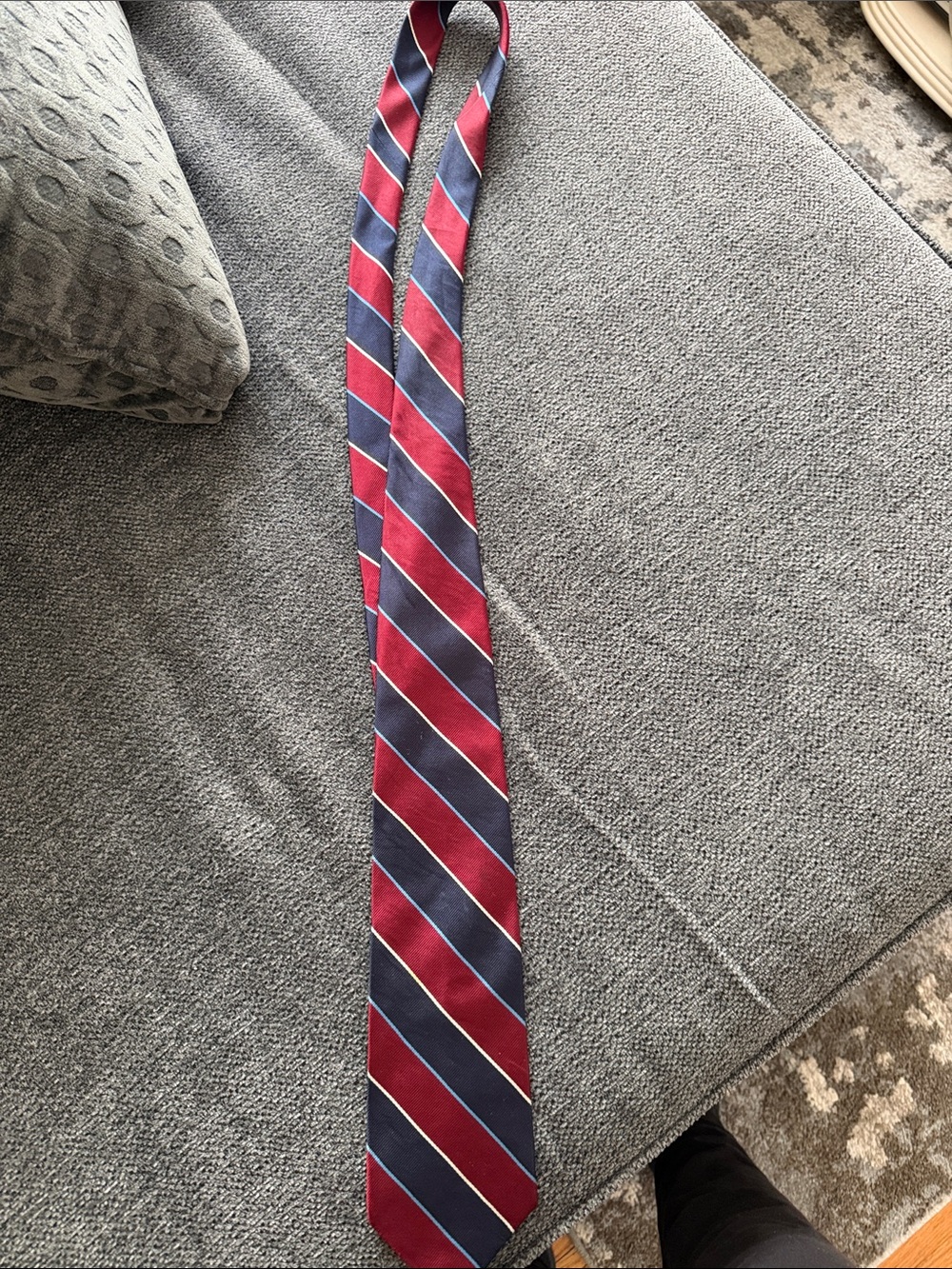 Brooks Basic Classic Red and Navy Striped Men's Tie